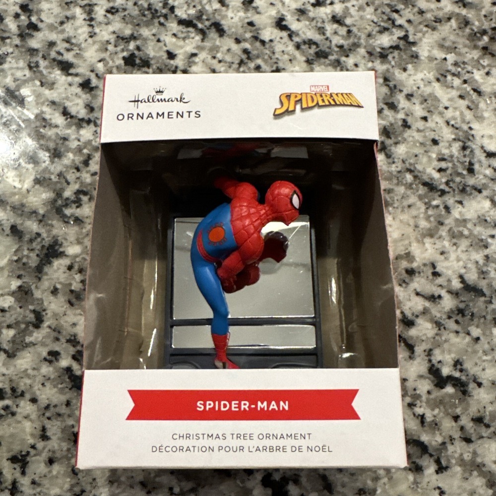 2024 Hallmark Marvel SPIDER MAN on WINDOW Christmas Resin Ornament NEW +BOX